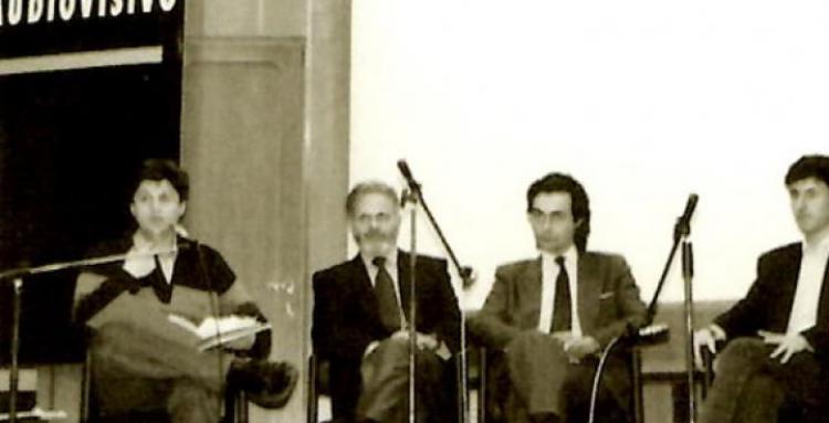 L'Aquila 1992.  Con i responsabili  del progetto multimediale "Roma Imago Urbis", presentato in anteprima 
