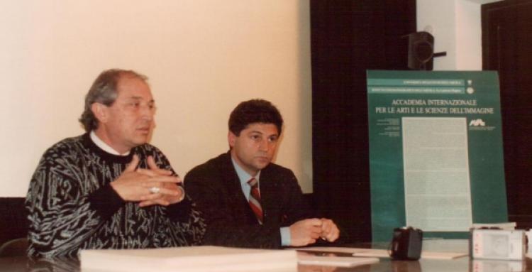 L'Aquila 1992. Con Vittorio Storaro in occasione della presentazione del "Manifesto" dell'Accademia dell'Immagine